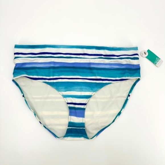 Outdoor Oasis Other - Outdoor Oasis Women 2X Blue Stripe High Waisted Full Coverage Bikini Bottoms NWT